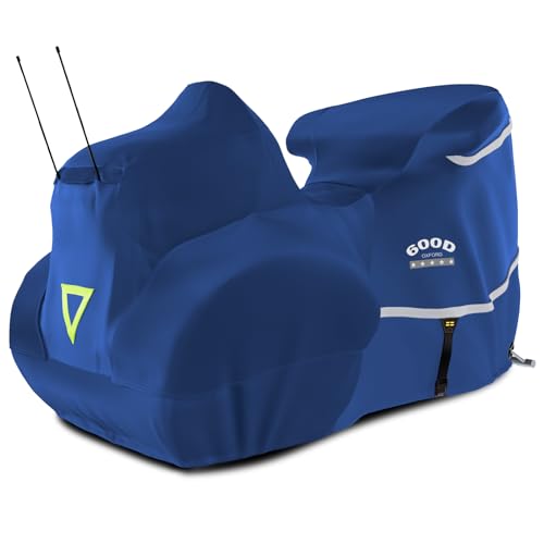 Motorcycle Cover with Side+Top Box Heavy Duty 600D Waterproof for Touring Models Harley Davidson Ultra Limited (Blue / Side+Top box)