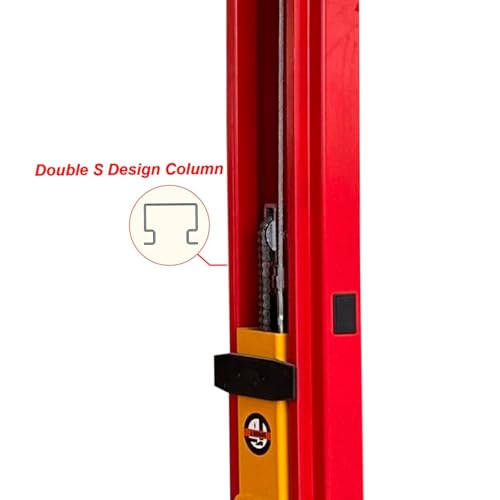 10 000 lbs Two Post Clear Floor Car Lift Asymmetric Two (Red)