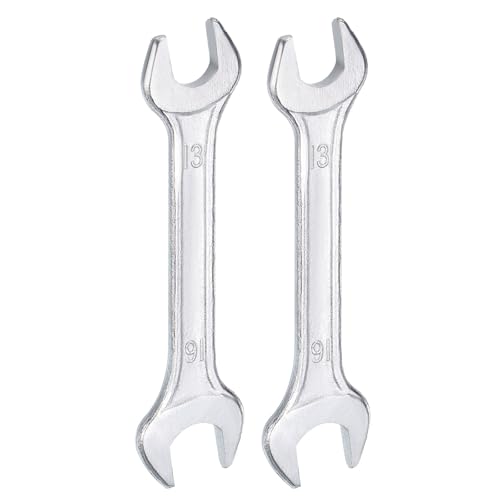 2pcs Double Open End Wrench 13mm x 16mm Metric 15 Degree Offset Angle Small Flat Head Wrench Galvanizing Open Ended Spanner for Automotive Repair Furniture Assembly (13mm x 16mm)