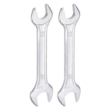 2pcs Double Open End Wrench 13mm x 16mm Metric 15 Degree Offset Angle Small Flat Head Wrench Galvanizing Open Ended Spanner for Automotive Repair Furniture Assembly (13mm x 16mm)