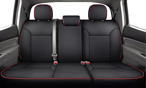 2005 2015 Tacoma Custom Fit Seat Covers for Crew Cab with Faux Leather ((2005-2015 Crew) Full Set / Black & Red)