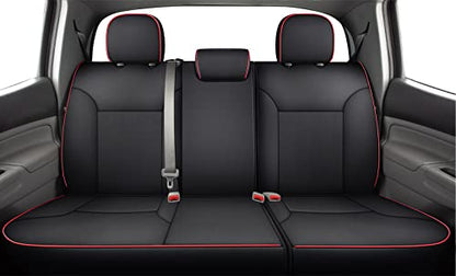 2005 2015 Tacoma Custom Fit Seat Covers for Crew Cab with Faux Leather ((2005-2015 Crew) Full Set / Black & Red)