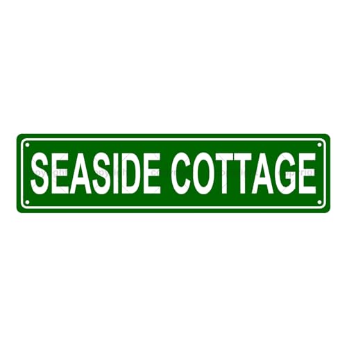 SEASIDE COTTAGE SPACE Metal Tin Street Sign Bar Cafe Garage Cave Home Room Wall Bathroom Farmhouse Garden Porch Patio Decor (SEASIDE COTTAGE)
