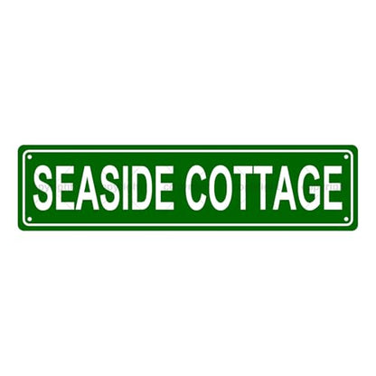 SEASIDE COTTAGE SPACE Metal Tin Street Sign Bar Cafe Garage Cave Home Room Wall Bathroom Farmhouse Garden Porch Patio Decor (SEASIDE COTTAGE)