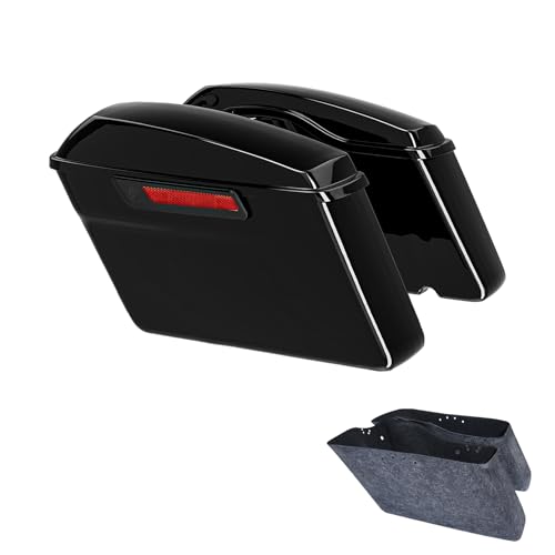 Motorcycle Saddlebags Hard Saddle Bags For Harley Touring 2014 (Standard-Vivid Black W/ Black Latches)