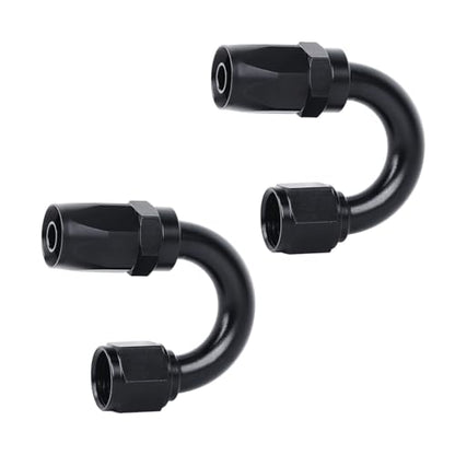 Swivel 6AN Fitting 180 Degree For CPE Braided Hose End Black 2Pcs (6AN 180° 2Pcs)