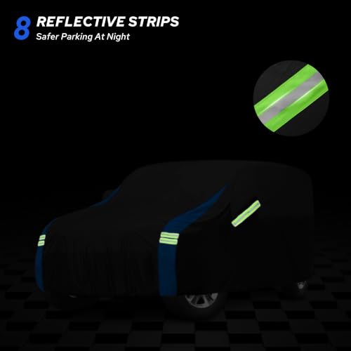 Car Cover Waterproof Compatible with Jeep Wrangler 4 Door (Black-Blue / Jeep Wrangler Cover -4D)