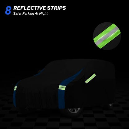 Car Cover Waterproof Compatible with Jeep Wrangler 4 Door (Black-Blue / Jeep Wrangler Cover -4D)