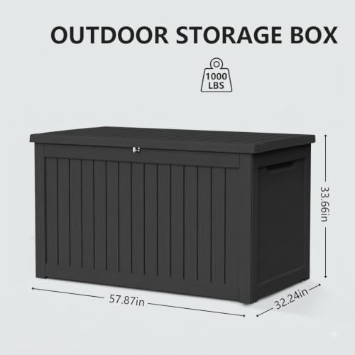 300 Gallon Outdoor Storage Box Waterproof Deck Box Patio Black (Black / 300 Gallon)