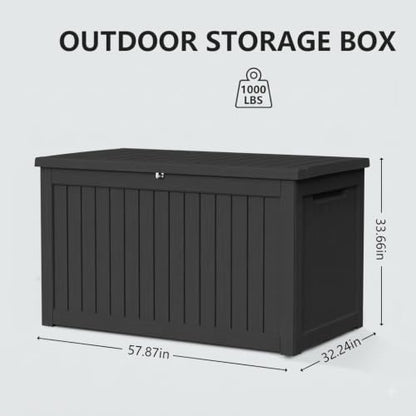 300 Gallon Outdoor Storage Box Waterproof Deck Box Patio Black (Black / 300 Gallon)