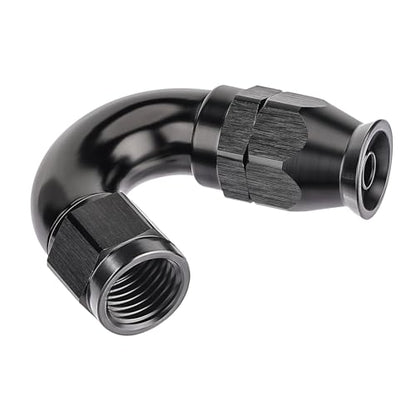 4AN 150 Degree PTFE One Piece Full Flow End Hose Fitting Aluminum Black (4AN / 150 Degree)