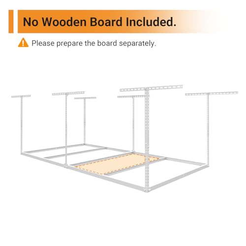 4x8ft Overhead Ceiling Garage Storage Rack (White)