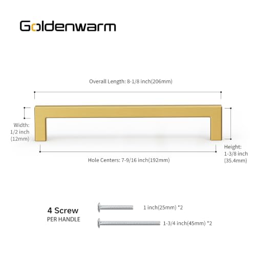 5 Pack Gold Cabinet Handles 7 (Gold / 7-1/2 inch Hole Centers)