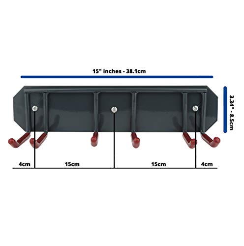 Wall Mounted Rack Organizer for Skis and Poles Heavy Duty Horizontal Wall Ski Rack Garage Storage with Metal Frame and Padded Hooks Indoors Outdoors Premium Wall Hooks (Medium)