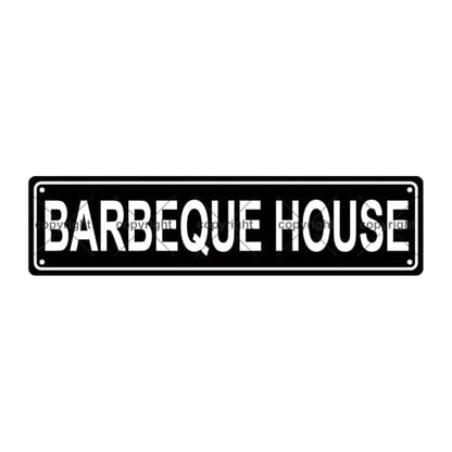 BARBEQUE HOUSE SPACE Metal Tin Street Sign Bar Cafe Garage Cave Home Room Wall Bathroom Farmhouse Garden Porch Patio Decor (BARBEQUE HOUSE)