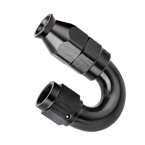 4AN 180 Degree PTFE One Piece Full Flow End Hose Fitting Aluminum Black (4AN / 180 Degree)