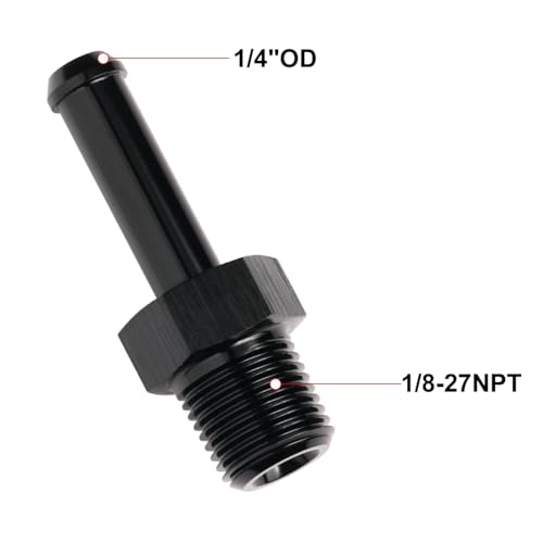 1 8 NPT Male to 1 (1/8 NPT to 1/4 Barb / Black, Straight - 2PCS)