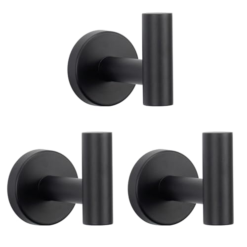 Bath Towel Hooks (Matte Black / 3 Pack)