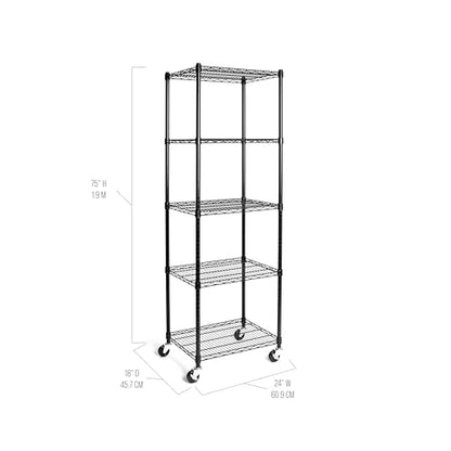 UltraDurable 5 (Black / 5-Tier Shelving, 24" W x 18" D)