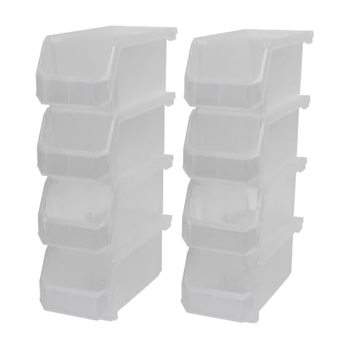 Medium Stackable Plastic Storage Bins (Clear / Medium, 8-Pack)