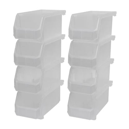 Medium Stackable Plastic Storage Bins (Clear / Medium, 8-Pack)