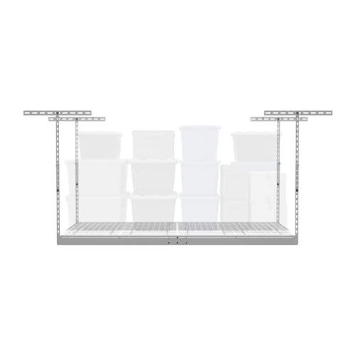 MonsterRax 2 Pack 4x6 Overhead Garage Storage Rack (White / 18"-33" Combo)