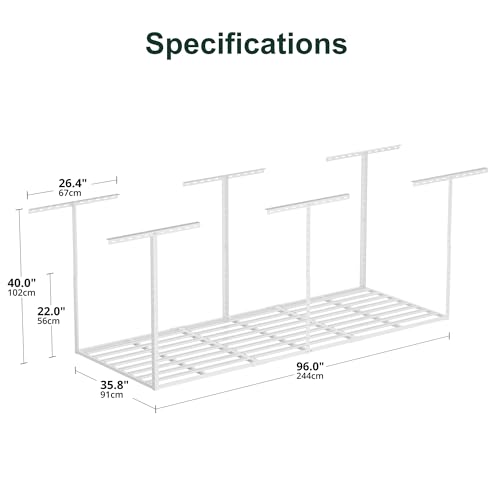 3x8 Garage Storage Overhead Rack Organization (White / 3*8 FT - 1 Pc)