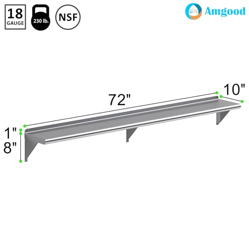 10 in. x 72 in. Stainless Steel Wall Mount Shelf (10 in. x 72 in.)
