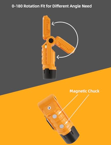 Rechargeable LED Work Light with Magnetic Base & Hanging Hook Mechanic Portable Working Light for Car Repairing (Yellow)