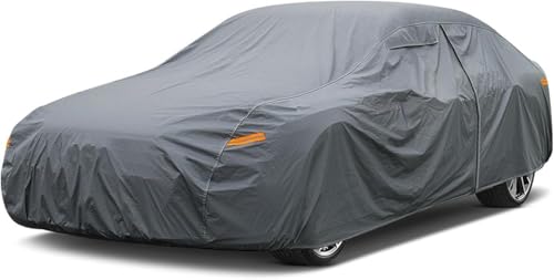 16 Layers Large Car Cover Waterproof All Weather for Sedan Coupe (1 Sedan Car Cover / 1 Fit Sedan Length 211-220 inch)