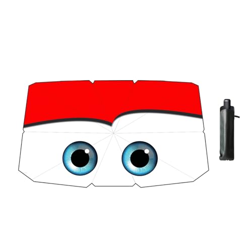 Windshield Sun Shade 2025 Car Accessories 100% Blackout Car Front Windsow Shades Umbrella Automotive Sun Visor Block Heat Insulation Protection (Red)