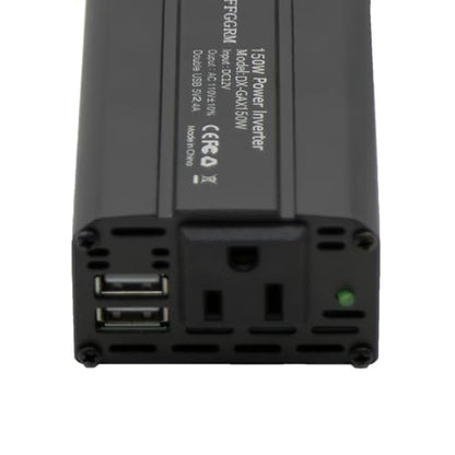 150W Power Inverter 12V DC to 110V AC Car Plug Adapter Outlet Converter with 2.4A Dual USB AC car Charger for Laptop Computer (black)
