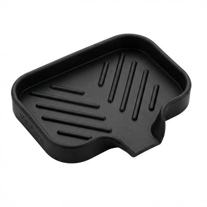 Silicone Soap Dish with Drain Spout (Black / S(4.9"×3.2"))