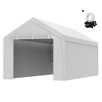 Carport Replacement Canopy Cover Top + Side Wall 10 x 20 ft (Gray / 10x20ft)