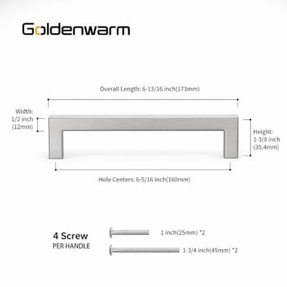25 Pack 6-1/4 Inch Brushed Nickel Cabinet Pulls Drawer Handles (Brushed Nickel / 6-1/4 Inch Hole Centers)