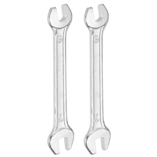 2pcs Double Open End Wrench 6mm x 7mm Metric 15 Degree Offset Angle Small Flat Head Wrench Galvanizing Open Ended Spanner for Automotive Repair Furniture Assembly (6mm x 7mm)