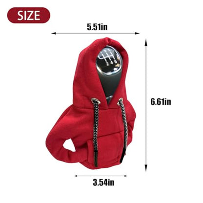 2PCS Car Gear Shift Hoodie Auto Shifter Knob Cover (Red&Grey / 2 Pcs)