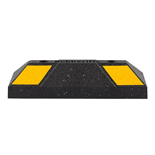 Heavy Duty Rubber Parking Stop Durable Easy to Install Reflective Parking Curb Garage Car Stopper for Indoor and Outdoor Use (2 Pack)