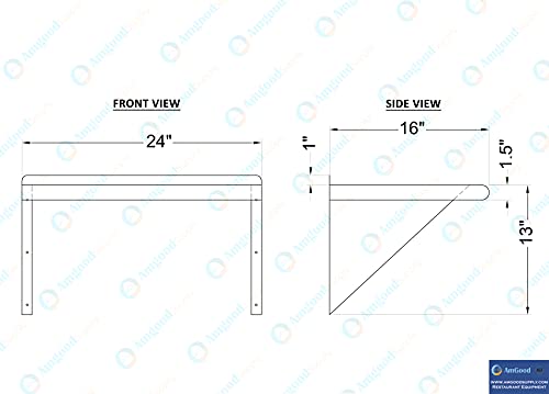 24" Long X 16" Deep Stainless Steel Wall Shelf (24 in. x 16 in.)