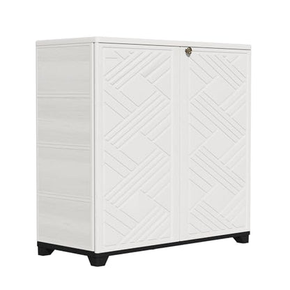 Indoor Outdoor Storage Cabinet Waterproof (Cabinet, White)