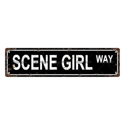 SCENE GIRL WAY SPACE Metal Tin Street Sign Bar Cafe Garage Cave Home Room Wall Bathroom Farmhouse Garden Porch Patio Decor (SCENE GIRL)