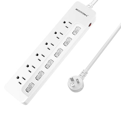 Power Strip Surge Protector with Individual Switches (6 FT - 6 AC - White)