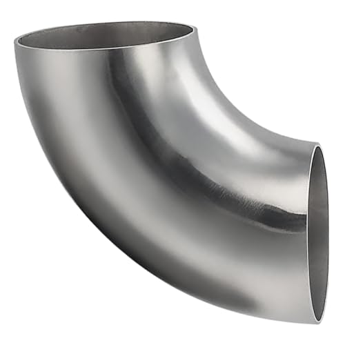Cotonake OD 3.5 Inch 90 Degree SS304 Stainless Steel Bend Tube Exhaust Elbow Pipe for Car Modified Exhaust System 3.5" Piping Silver Tone (3.5")