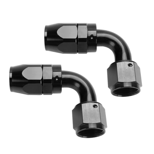 Swivel 12AN Fitting 90 Degree For CPE Braided Hose End Black 2Pcs (12AN 90° 2Pcs)