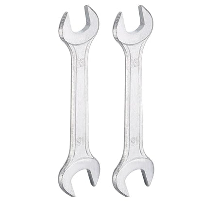 2pcs Double Open End Wrench 16mm x 18mm Metric 15 Degree Offset Angle Small Flat Head Wrench Galvanizing Open Ended Spanner for Automotive Repair Furniture Assembly (16mm x 18mm)