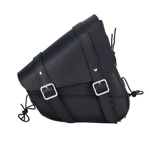 Motorcycle Saddle Bags Leather Motorcycle Solo Swing Arm Bag For Softails Sportsters Choppers Waterproof Side Bags (Right Side / Black)