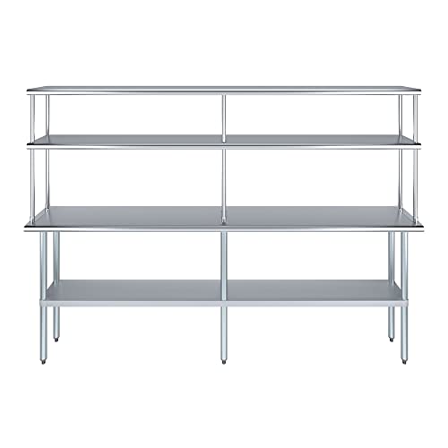 Stainless Steel Work Table Double Tier Overshelf (14" x 96" Work Table + 12" Overshelf)