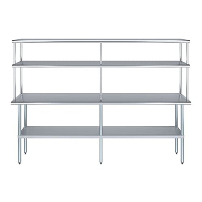 Stainless Steel Work Table Double Tier Overshelf (14" x 96" Work Table + 12" Overshelf)