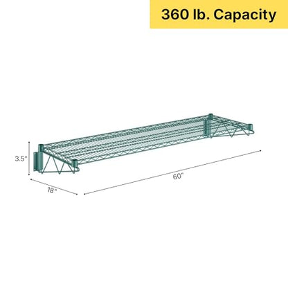 18" x 60" Green Epoxy Wire Wall Mount Shelf (Green / 18" x 60")