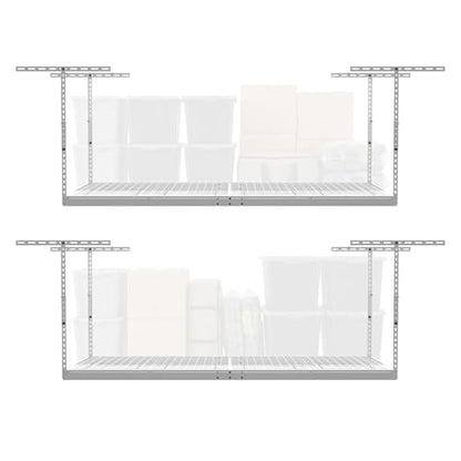 MonsterRax 2 Pack 4x8 Overhead Garage Storage Rack (White / 24"-45" (2-Pack))